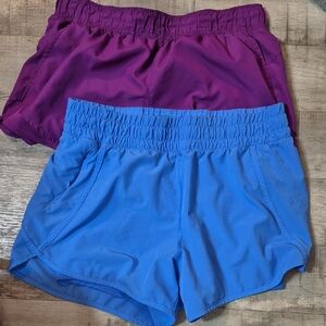 2 Pair  Women's Athletic Shorts in Blue and Purple